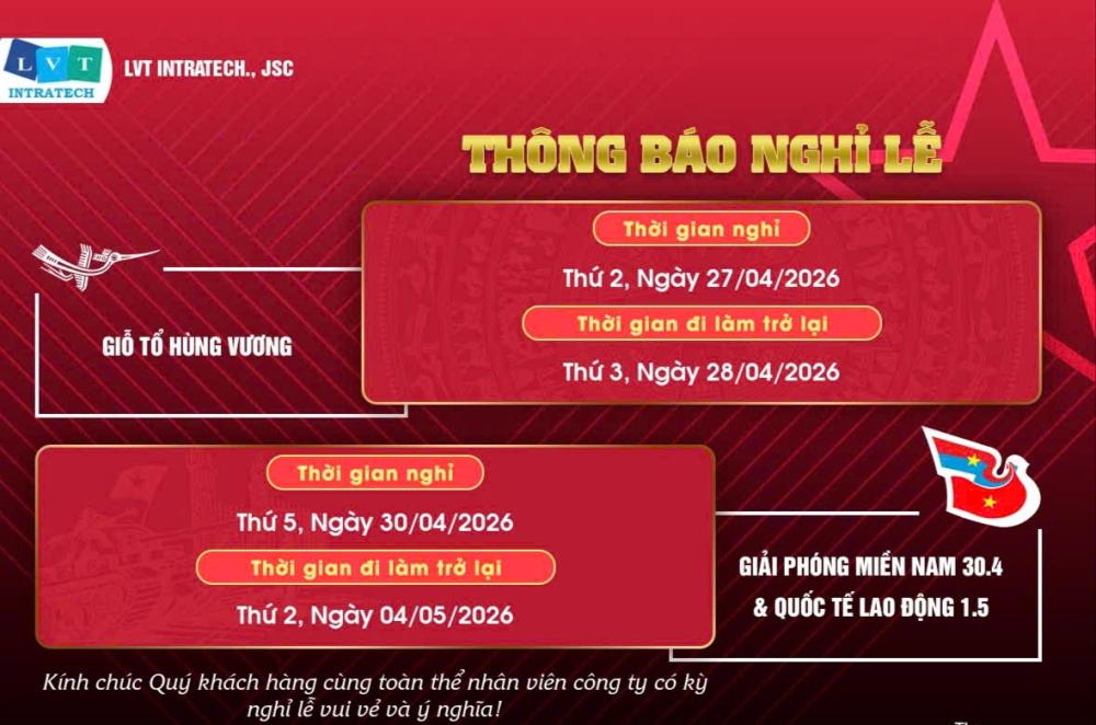 THÔNG BÁO NGHỈ LỄ 30/04 - 01/05 